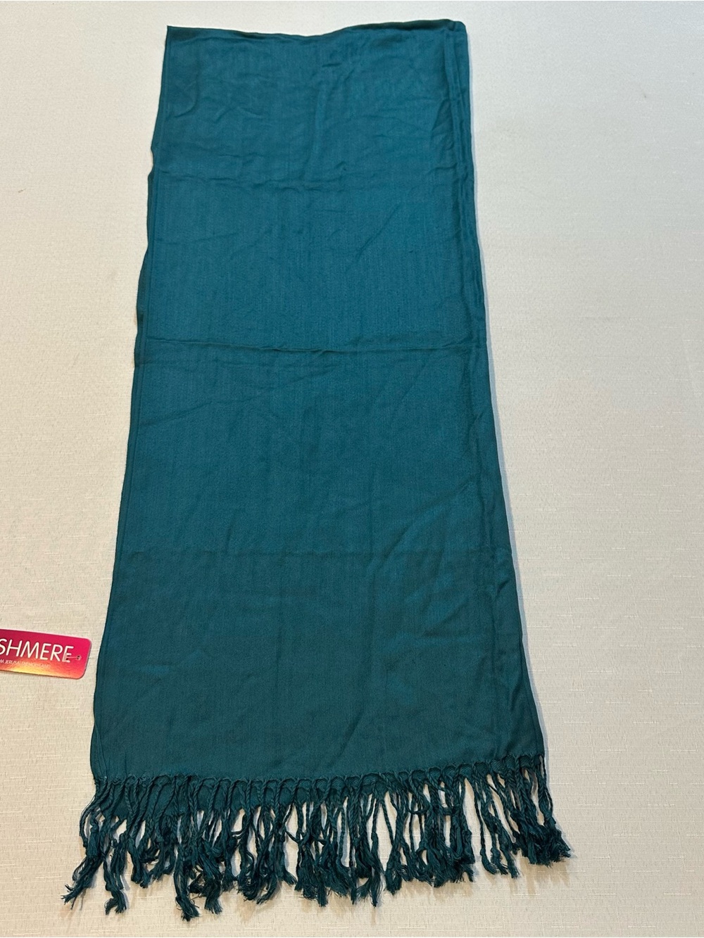 Cashmere Scarf Teal Blue Fringe Wrap Shawl Holy Land Jerusalem
